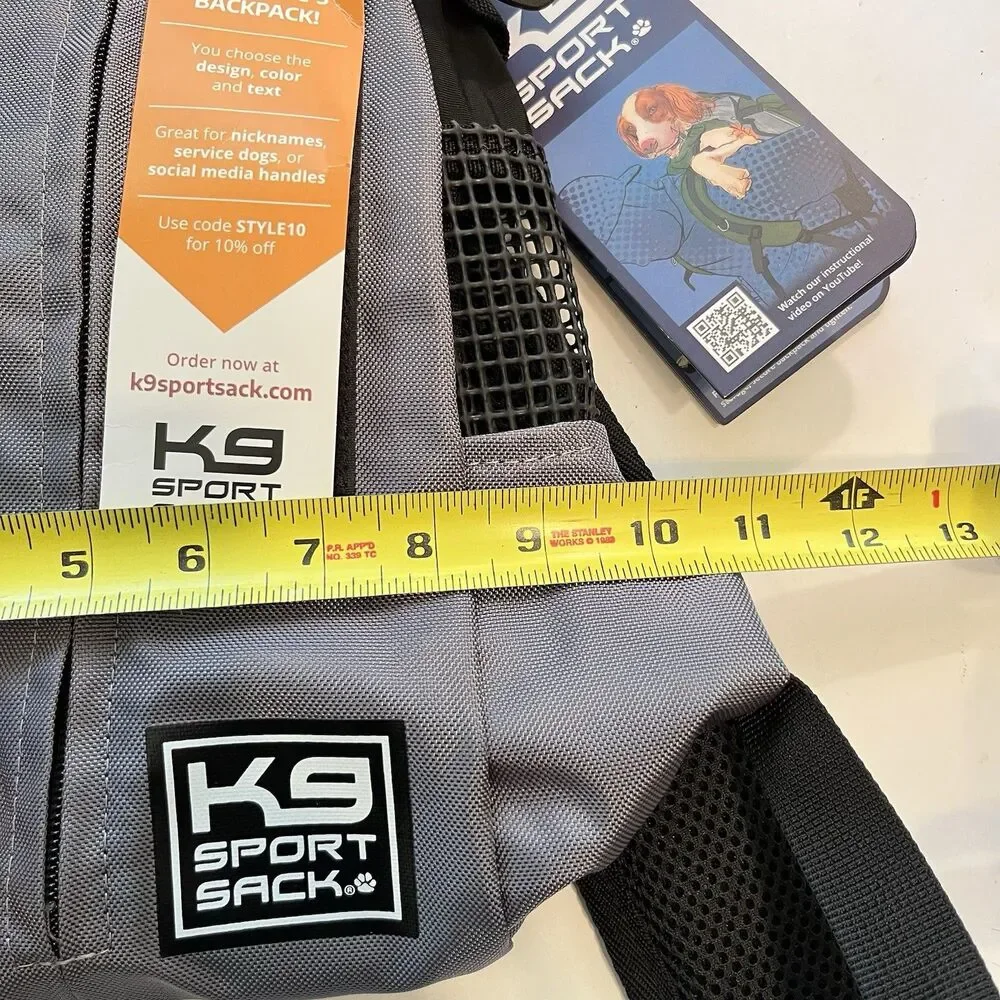 K9 Sport Sack Dog Carrier Adjustable Backpack Size XS Charcoal Grey
